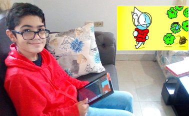 En medio de de la pandemia un niño de 12 años se abre paso elaborando historietas en la tableta digital. Cortesía