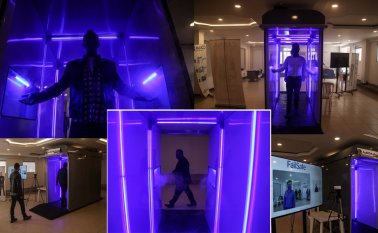Cabina con luz ultravioleta. Colprensa