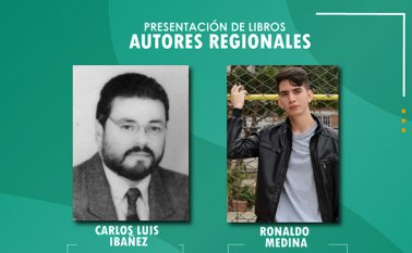 Carlos Luis Ibañez, con su ejemplar “Lorosauro narrador” y Ronaldo Medina, con su libro de terror “El caso de Luis Galiano”. Cortesía