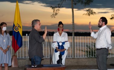 Lucas Gómez García tomó posesión en Barrancabermeja, donde el presidente Iván Duque estuvo cumpliendo su agenda de gobierno. Presidencia de la República