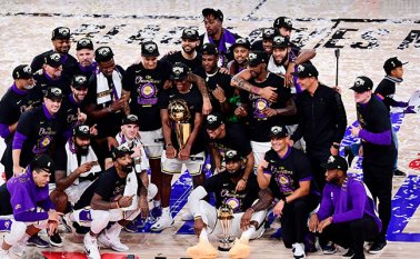 Los Lakers campeones de la NBA. AFP