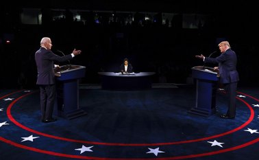 Joe Biden y Donald Trump en debate. AFP