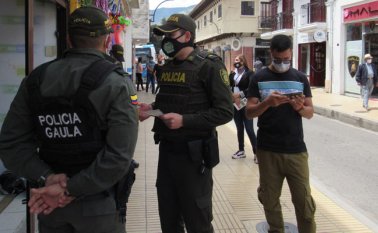 Unidades del Gaula y de estación de Policía adelantan jornadas de prevención contra la extorsión. Cortesía