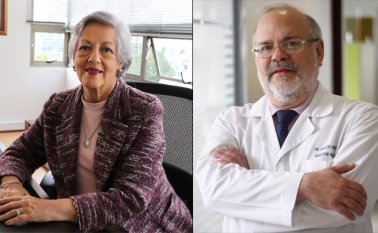 Gloria Inés Forero, presidente de la Liga Colombiana contra el Cáncer; y el médico Carlos Castro, director Científico de la Liga. Cortesía