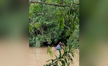 Se han valido de una canoa para ayudar a los atrapados. Cortesía