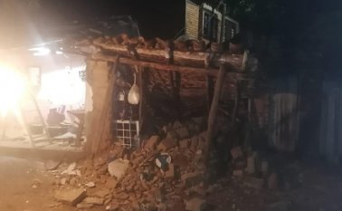 El aguacero provocó el desplome de esta vivienda en el barrio Gaitán. Cortesía