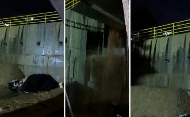 El canal para lluvias que acompaña al muro de contención y que va desde la mitad del cerro hasta una caja que conecta con la red de alcantarillado colapsó. Cortesía