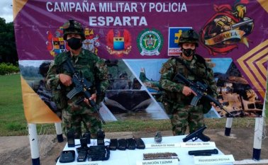 Los soldados encontraron el depósito en la vereda El Mestizo. Ejército Nacional