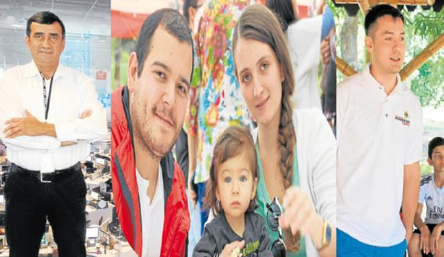 Jaime Yáñez, Sebastián Barrera con su esposa Susan y su hija Flora de regreso en Cúcuta y Fabricio Parra. (Foto archivo/ La Opinión)