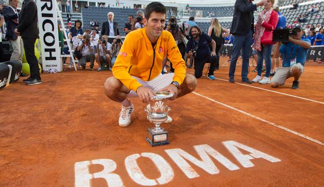 Novak Djokovic también obtuvo el campeonato en Roma en 2008, 2011 y el año pasado. Foto AP