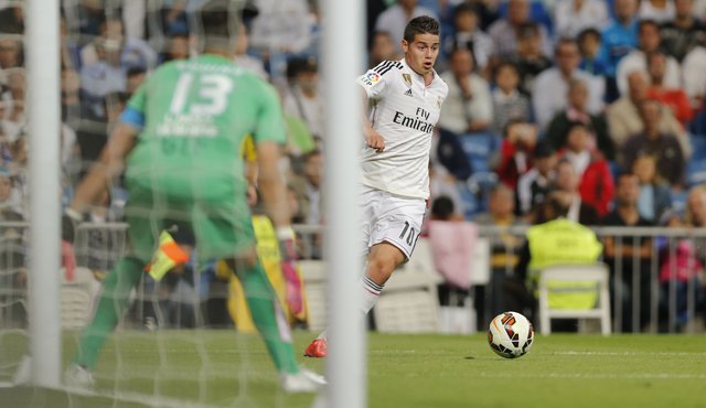 James Rodríguez marcó gol este fín de semana en el juego del Real Madrid frente al Getafe. AP