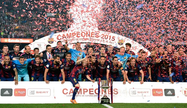 El cuadro azulgrana, celebró el título de la liga española hace dos semanas. AFP