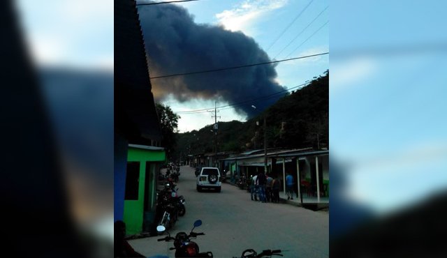 Esta foto circula en las redes sociales, tras la detonación de una carga explosiva en zona rural de Teorama. Archivo Particular