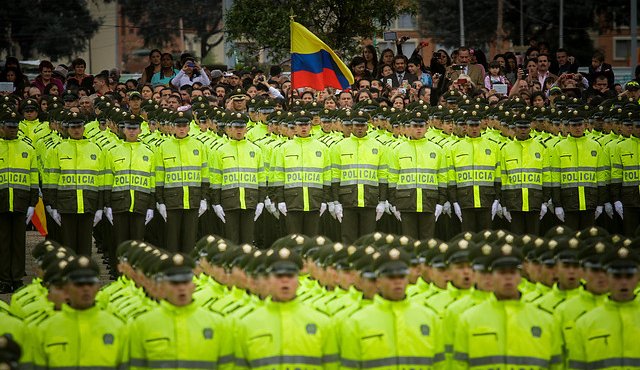 Grupo de Policías que estarán a cargo de la seguridad del Campeonato Mundial de Atletismo de Menores en Cali. Colprensa