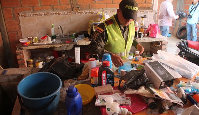 Según la Policía, el sitio donde fueron capturados funcionaba como laboratorio urbano y artesanal para el procesamiento de heroína. Suministrada