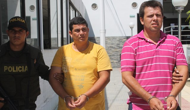 Julián Barrientos Rey y Eduar Yair Flórez Camargo fueron detenidos en Los Vados (Los Patios). Policía Nacional