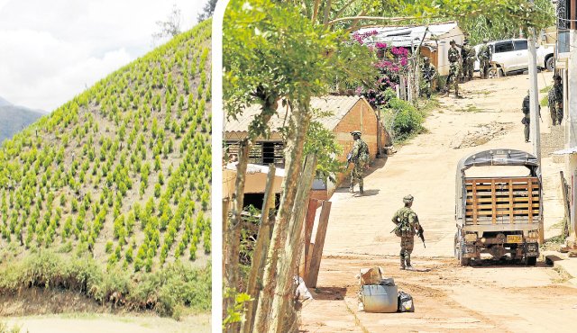 El Ejército y la Policía hacen presencia en el hogar de ‘Megateo’.   Edinsson Figueroa