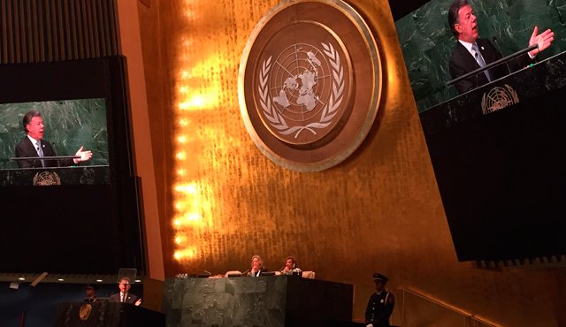 El Mandatario colombiano tuvo su participación este martes en la 70 Asamblea General de la ONU. Colprensa