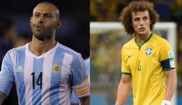 Javier Mascherano, jugador de Argentina y David Luis, de Brasil. Internet