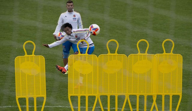 Selección Colombia en uno de los entrenamientos en Uruguay. AFP