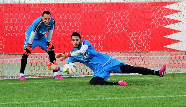 Camilo Vargas entrenando con David Ospina. Colprensa