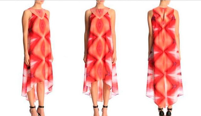 Este es el vestido denominado "vagina" en redes sociales. Tomada de Internet