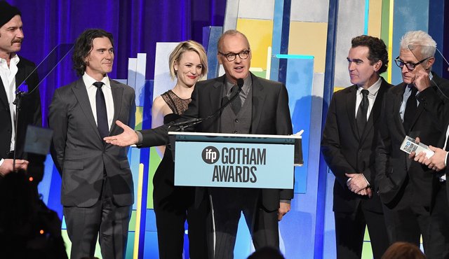 Parte del elenco de la galardonada película “Spotlight”: Liev Schreiber, Billy Crudup, Rachel McAdams, Michael Keaton, Brian d’Arcy James, John Slattery y Mark Ruffalo asistió a la gala de cine independiente Gotham. AP