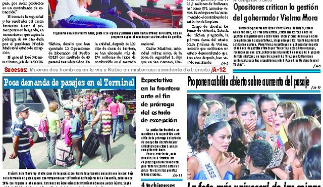 El diario La Nación de venezuela anunció la reducción a un solo cuerpo para la circulación de su edición impresa. Tomada de La Nación