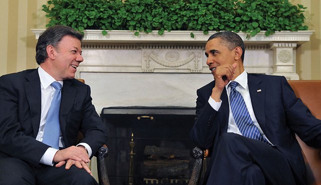 Juan Manuel Santos, presidente de Colombia, y Barack Obama, mandatario de Estados Unidos. Colprensa
