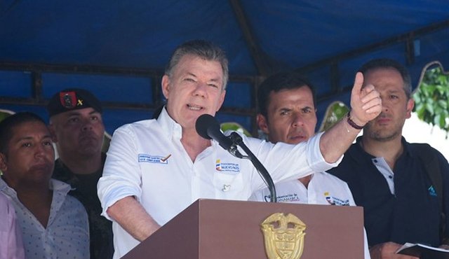 Juan Manuel Santos desde San Vicente de Chucurí. Colprensa