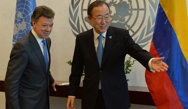 Ban Ki-Moon reiteró que la Organización de Naciones Unidas estará dispuesta a ayudar a Colombia. Colprensa