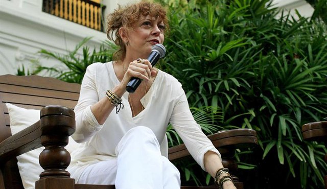 a actriz estadounidense Susan Sarandon participa en una clase magistral durante la edición 56 del Festival Internacional de Cine de Cartagena de Indias hoy, sábado 5 de marzo de 2016, en el patio central del Centro de Formación de la Cooperación Española, en Cartagena. EFE
