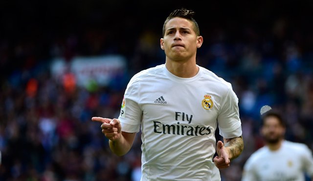 James Rodríguez celebrando su gol. AFP