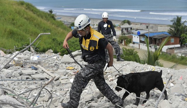 Equipos de rescate colombianos ya trabajan el Ecuador. AFP