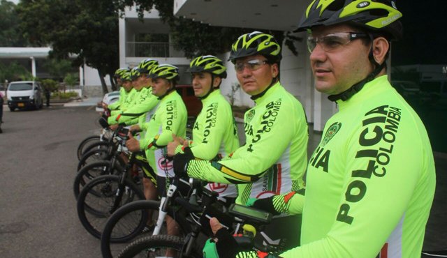 Parte de los patrulleros que integran el escuadrón de vigilancia en bicicleta. Orlando Carvajal