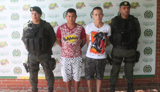 Naer Yesid Guerrero Remolina, de 24 años, y a Yarlen Darío Balaguera Páez, de 21, quedaron a disposición de la Fiscalía. Policía Nacional