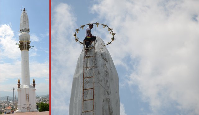 Desde que tiene uso de razón Hernández ha sido devoto de la Virgen, por lo que hacerle mantenimiento al monumento es su mayor ofrenda. Rodrigo Sandoval