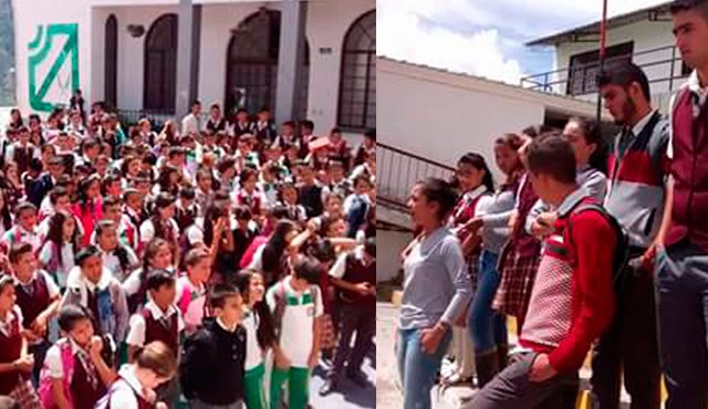 El 75% de los estudiantes que atiende la institución son desplazados y afectados por la violencia. El martes hicieron una asamblea. Cortesía