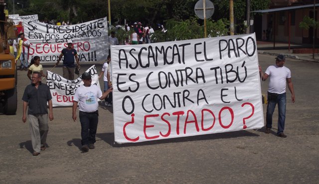Hace tres años, las asociaciones campesinas del Catatumbo y la provincia de Ocaña lideraron un paro que se extendió por espacio de 53 días para reclamar soluciones en materia de seguridad, así como la creación de una zona de reseva campesina. Archivo