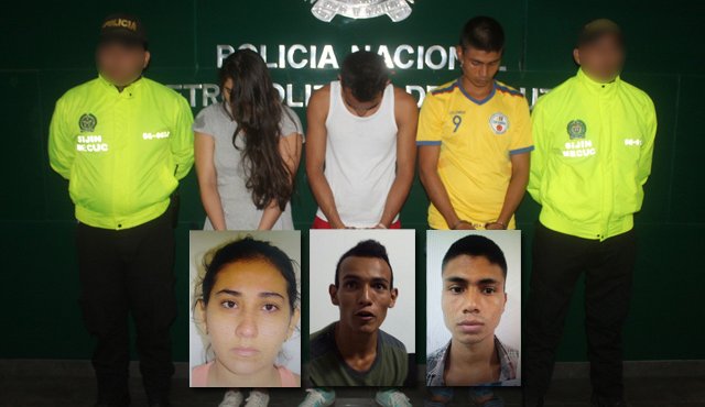 Andrea Katherine Sánchez Bautista, David Fernando Jaimes Niño y Juan Pablo Alea, fueron capturados luego de varios meses de investigación. Policía