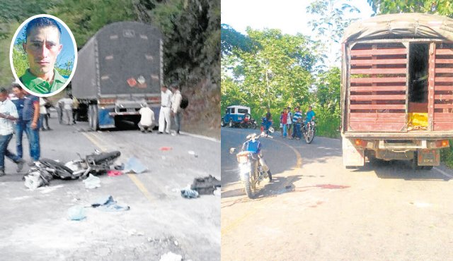 Izquierda: Entre Sardinata y Ocaña, en el sector de La San Juana, chocaron la moto y la tractomula. Derecha: Yordan Andrés Parra Sarmiento se desplazaba de Petrólea al corregimiento de Campo Dos. Cortesía