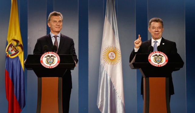 Mauricio Macri visita por primera vez Colombia desde que asumió la Presidencia argentina. Colprensa