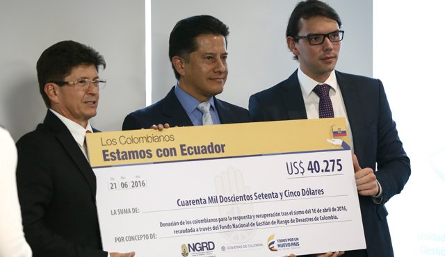 Los colombianos también donaron 520 millones de pesos en la cuenta habilitada por el Gobierno de Ecuador. Colprensa