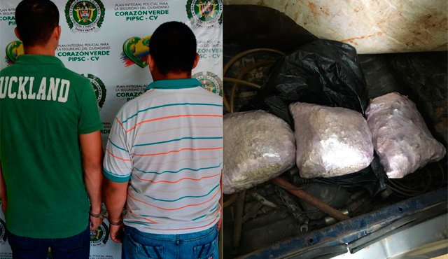 Los hombres arrestados llevaban un paquete que contenía 5.700 gramos de base de coca. Policía Nacional