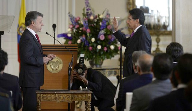 El presidente Juan Manuel Santos durante la posesión del nuevo Fiscal. Presidencia
