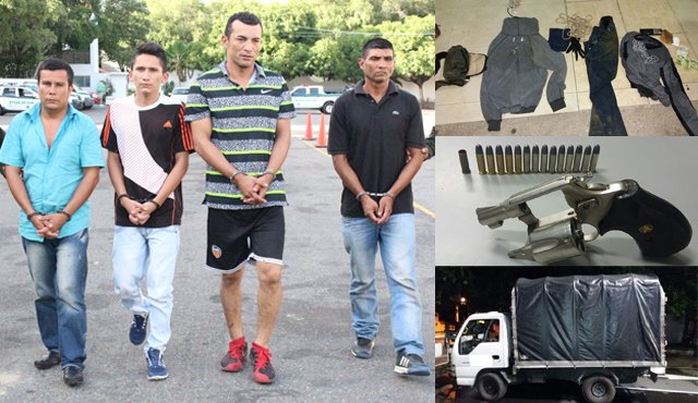 Los presuntos asaltantes fueron capturados mientras huían a bordo de un taxi tras robar el camión en el barrio El Páramo de Villa del Rosario. Cortesía