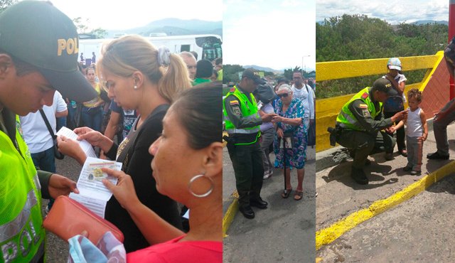Los efectivos mantienen un dispositivo de seguridad, acompañamiento y orientación a las miles de personas que a diario cruzan la frontera. Policía Nacional