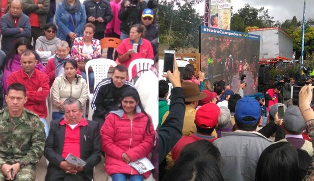 Los vecinos de Nairo lo apoyaron en la última etapa de la competencia. Cortesía