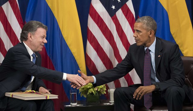 Juan Manuel Santos se reunió con Barack Obama. AFP