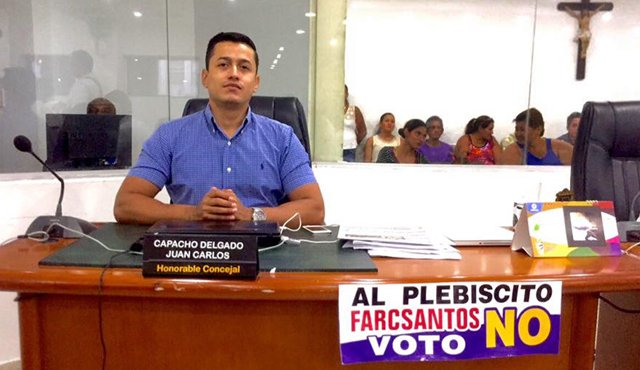 Juan Carlos Capacho, al igual que sus compañeros del uribismo, ha liderado una campaña en la calle y por las redes sociales para rechazar los acuerdos de paz que suscribieron el Gobierno y las Farc, después de cuatro años de negociación. Cortesía